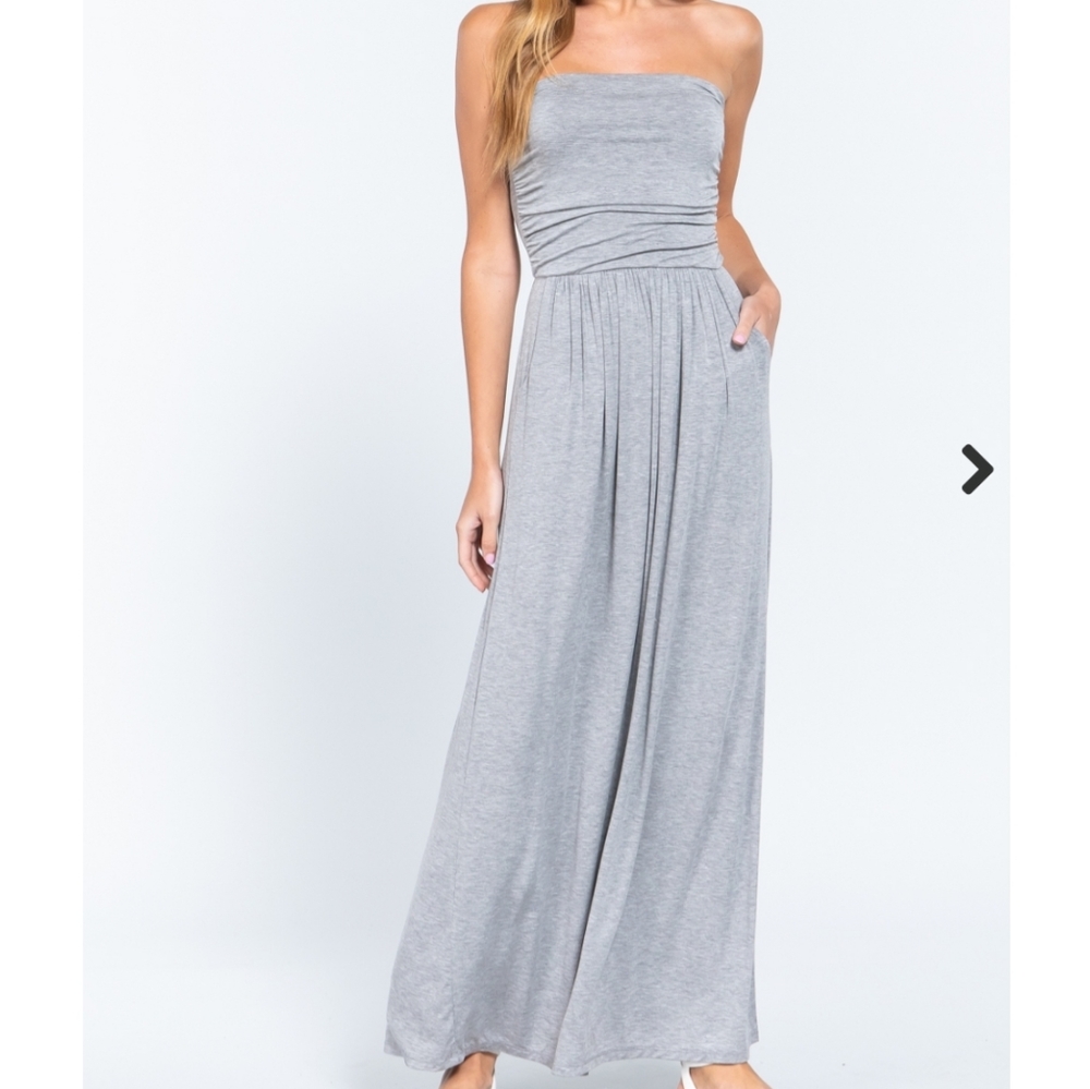 grey tube top dress Sylvia Ribbed Tube Top Dress Large